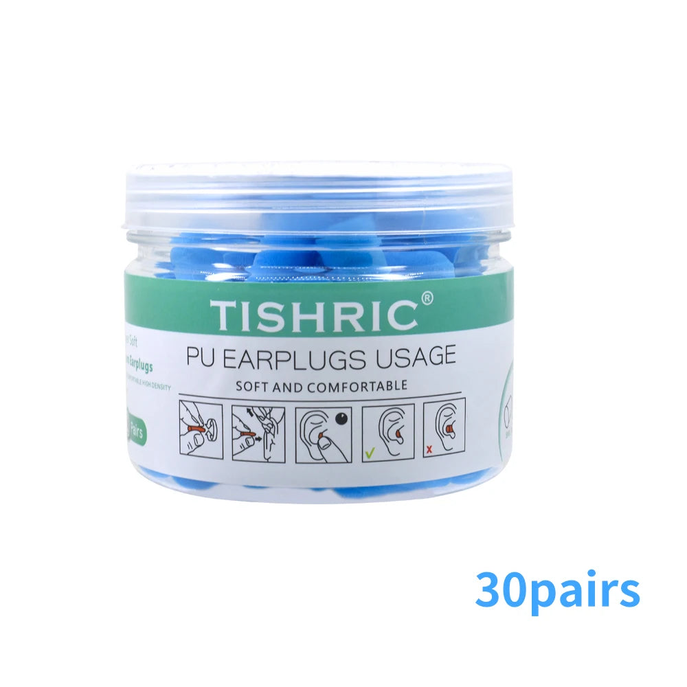 TISHRIC Earplugs Soft Sponge Ear Plugs Noise Reduction Sleeping Earplug  Travel Noise Reduction Rate 35.5db Sound Insulation