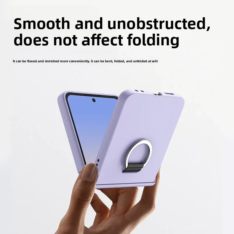 Ring Folding Phone Case for Samsung Galaxy  Z Flip  7 6 5 4 3 ZFlip7 FE All Inclusive Hinge ProtectiveShockproof Cover
