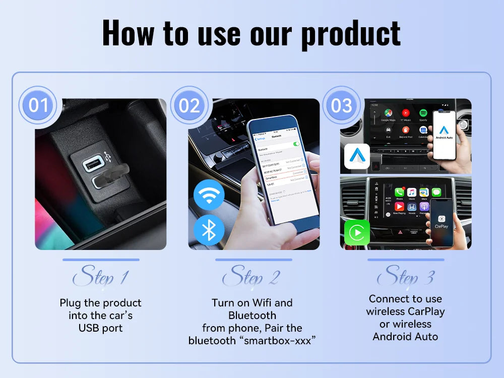 XUDA NEW Wireless CarPlay Android Auto Wireless Adapter Smart Mini Box Plug And Play WiFi Fast Connect Universal For Nissan