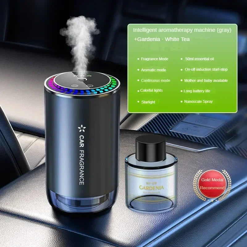 Car mounted perfume aromatherapy automatic spray odor removal aluminum alloy metal colorful atmosphere light star ceiling