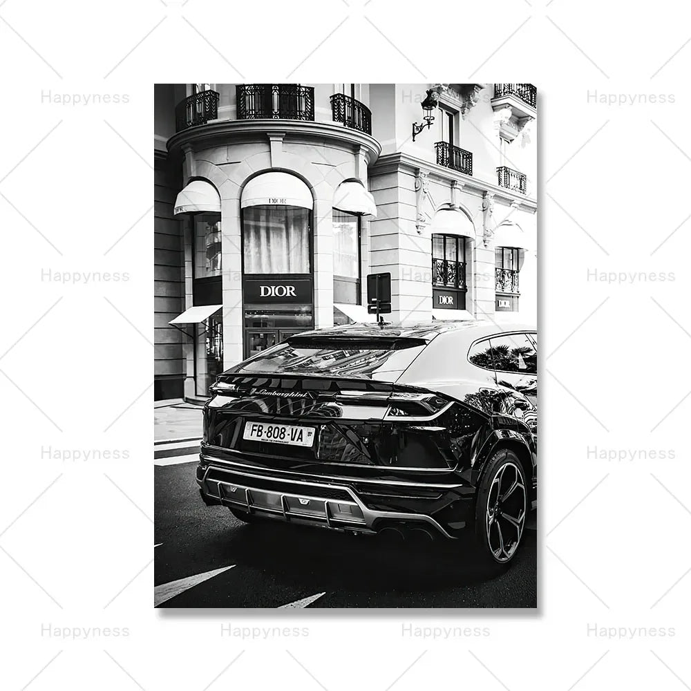 Fashion Sexy Women Wall Art Poster Leopard Dog Art Print Luxury Brand Car Canvas Painting Modern Pictures Living Room Home Decor