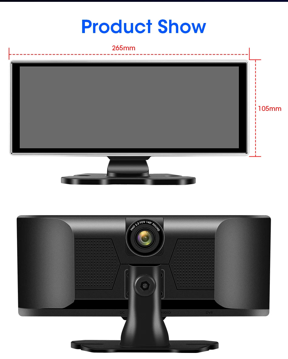 Vtopek 11.26'' Car DVR 4K Front Cam 1080P Rear Cam Touch Screen Wireless Carplay Android Auto Dual Recording Smart Car Player