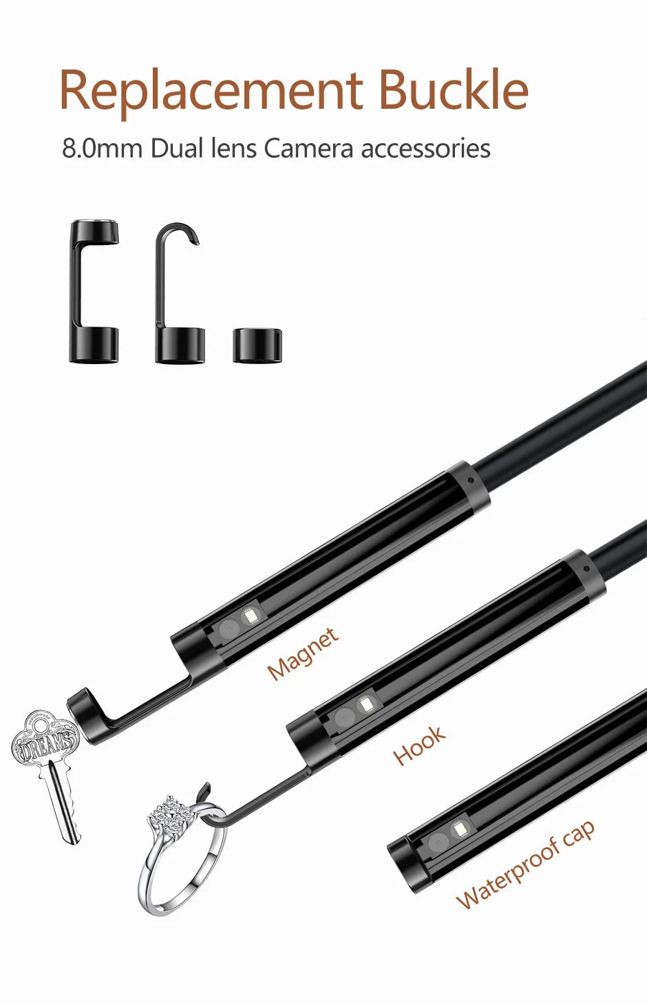 Industrial Endoscope Camera 1080P 4.3 "Single Dual Lens HD1080P Car Inspection Borescope Supports Photo Snap and Video Recording