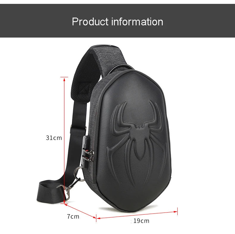 Running Chest Bag for Men USB Charging Fashion Streetwear Sling Pack Crossbody Motor Cycling Backpack for College Student Unisex