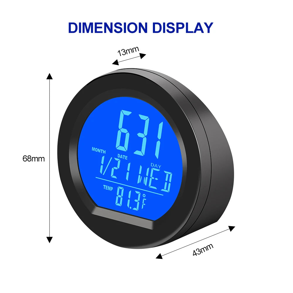 Solar Car Digital Clock Date Week Thermometer LCD Luminous Display for Dashboard Car Clock Automobiles Internal Stick-On