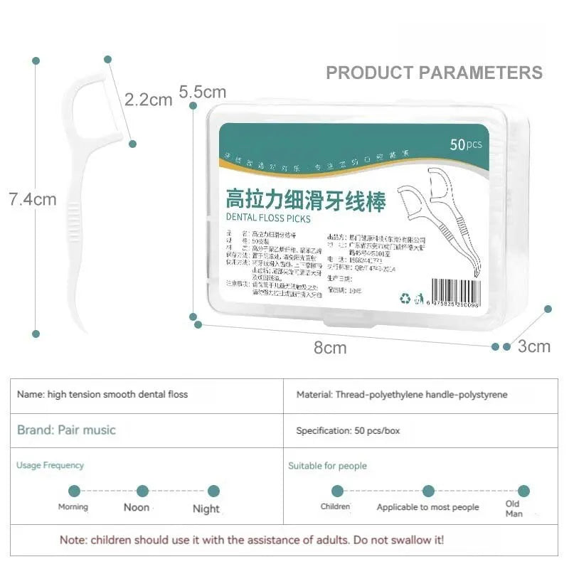 3 PCS Disposable Plastic Toothpick Dental Floss High-tension Smooth Dental Floss Stick Portable Dental Floss Box Dental