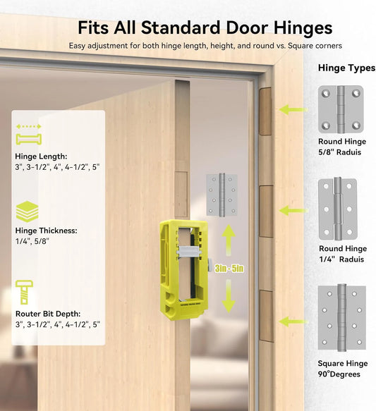 New Door Hinge Routing Jig And Hinge Jig Plastic 3‑5in Length 1/4‑5/8in Radius Hinge Router Template for Woodworking Tool（green）
