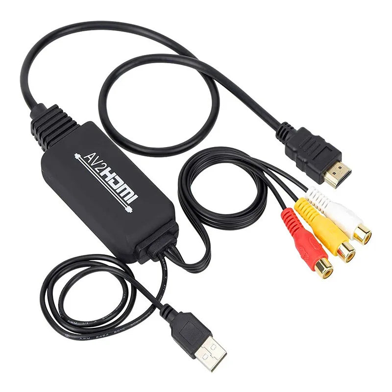 RCA Composite AV Cable RCA to HDMI Converter HDMI to AV RCA Cable for Projector Monitor VCR DVD Player TV Video Audio Signal