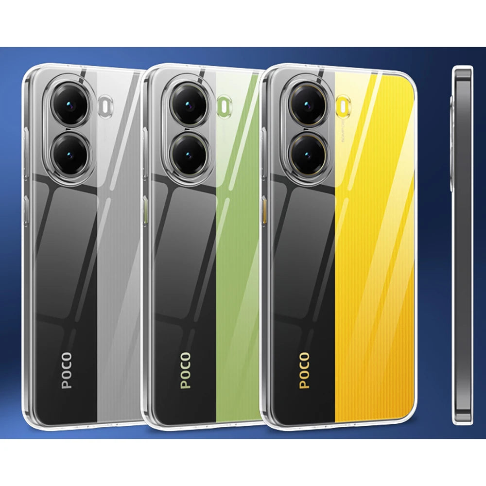 Transparent Silicone Case For Xiaomi Poco X7 X6 X5 X4 X3 X2 M7 M6 M5 M4 M3 Pro GT F6 F5 F3 F1 4G 5G Cover Clear Shockproof Shell