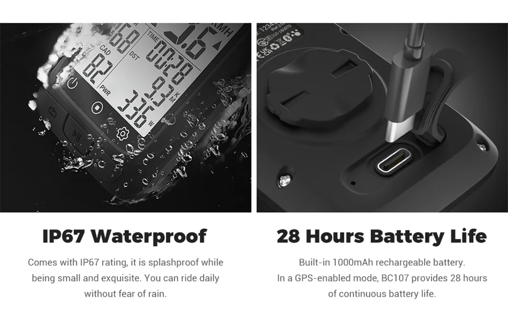 COOSPO BC26/BC107 Bike Computer GPS Wireless Bicycle Cycling Odometer Speedometer 2.4"FSTN Bluetooth5.0 ANT+ Waterproof GPS BDS