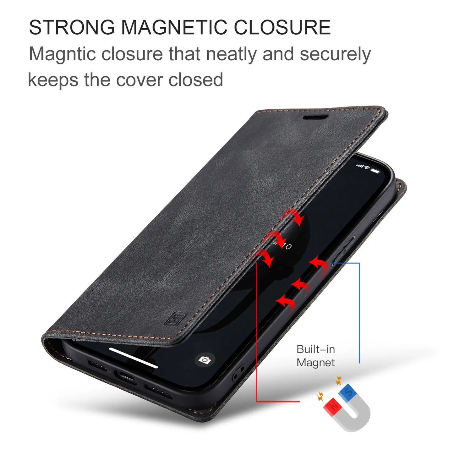 Leather Flip Phone Case For Samsung Galaxy S9 S10 Plus S20 S21 FE S22 S23 S24 S25 Note 10 20 Ultra Wallet Bracket Protect Cover