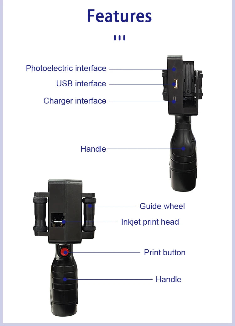 EURANNIT E17 12.7mm Portable Handheld Inkjet Printer Text QR Barcode Batch Number Logo Image Expire Date TIJ Printing Machine