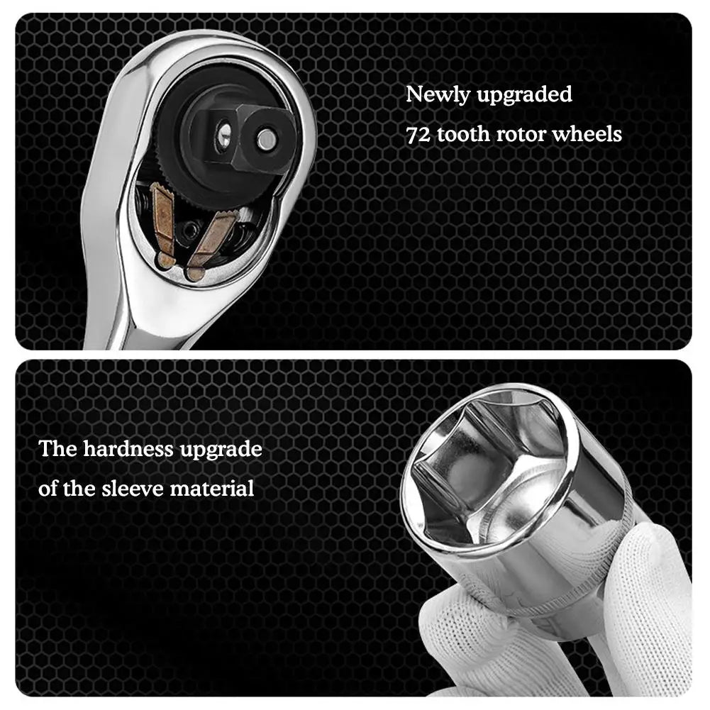 Ratchet Socket Wrench Set 1/4 3/8 1/2 Combination Motorcycle Car Repair Hand Tools Spanner Sleeves Head Auto Repairing Kit