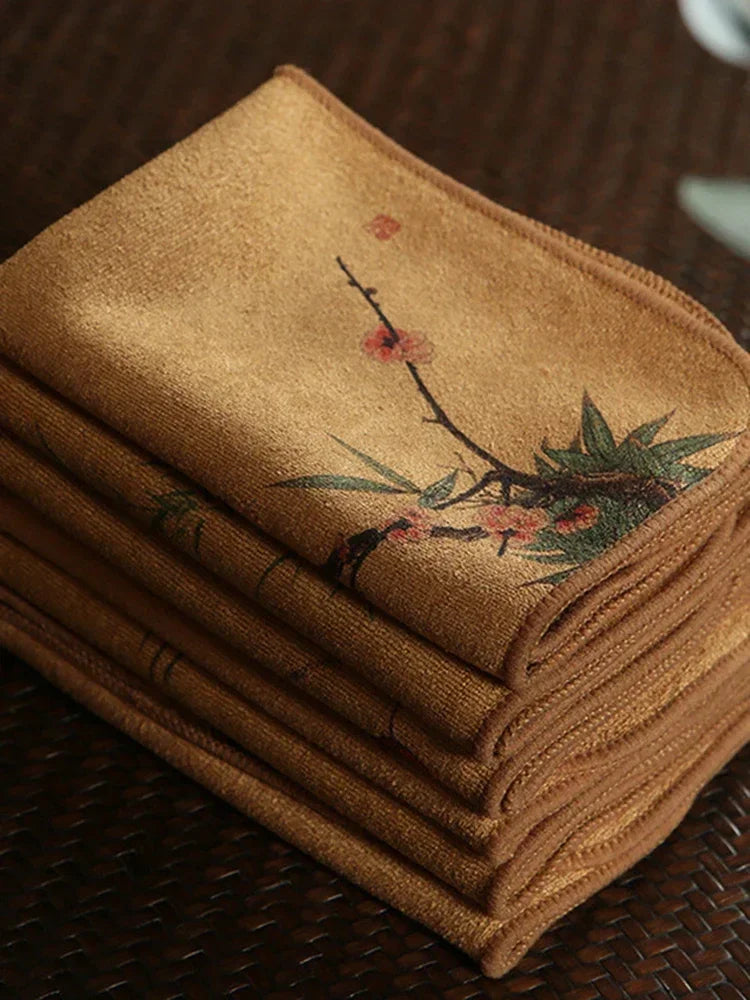Painted Tea Towel  Absorbent Rag Thickened Table Cleaning Tea Cloth Cotton Household Kitchen Cleaning Cloth Dish Cleaning Towels