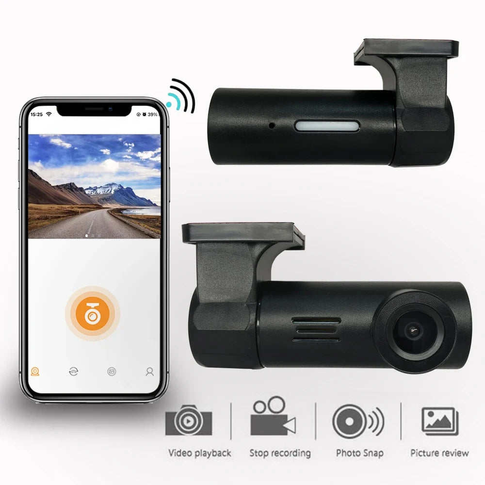 Mini HD 1080P USB power recorder APP control smart car Wifi DVR driving camera night vision video recorder 360 rotation