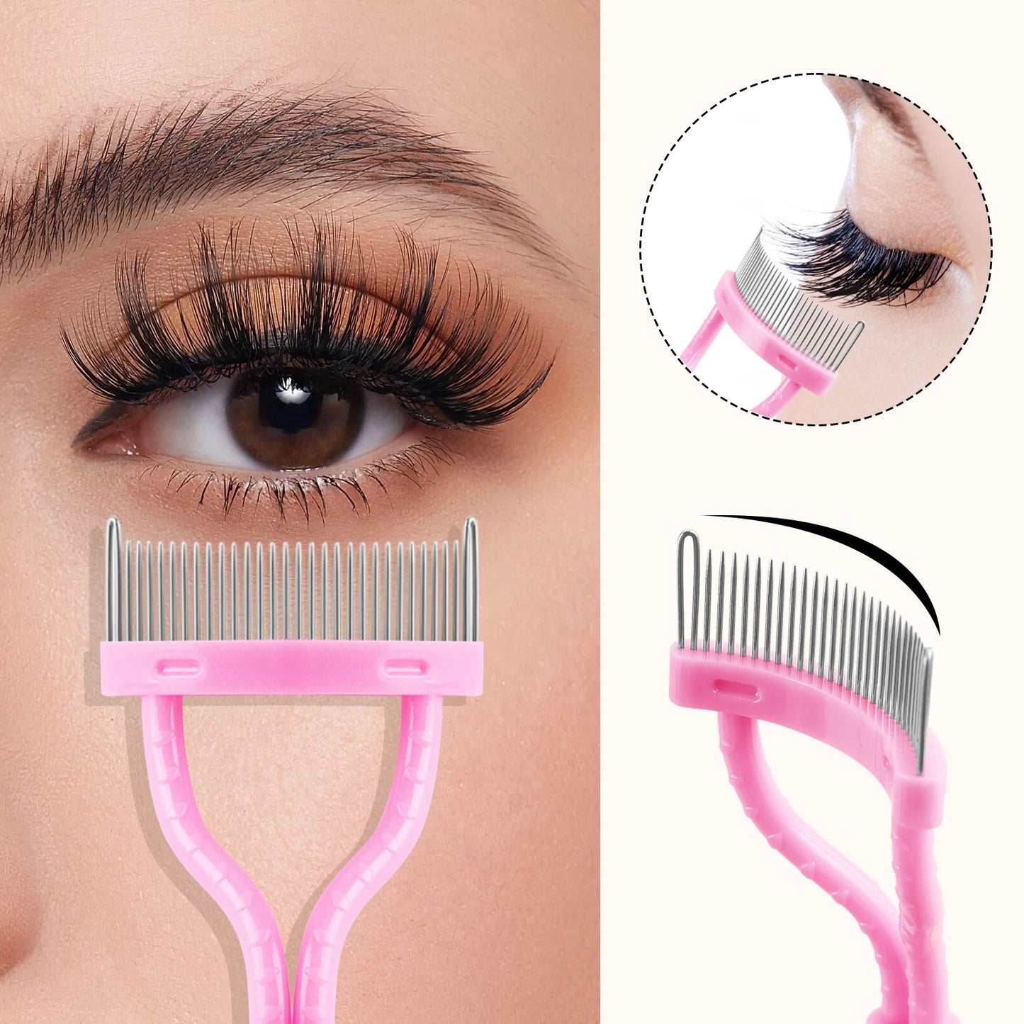 1-pack eyelash comb, eyelash separator - curved design, curling eyelashes to fit the eye shape, makeup tool with protective case