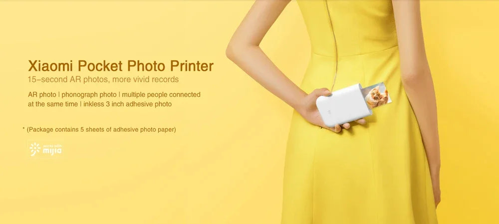 Xiaomi Mini Photo Printer Portable Bluetooth 5.0 ZINK Inkless Technology Multifuncion AR Video Printing Global Version Original