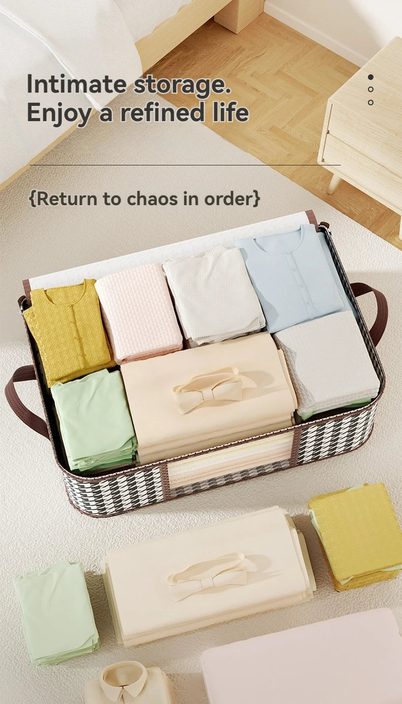 Visible Large Capacity Storage Box Portable Household Clothes Organizer With Handles Foldable Dustproof Quilt Zipper Container