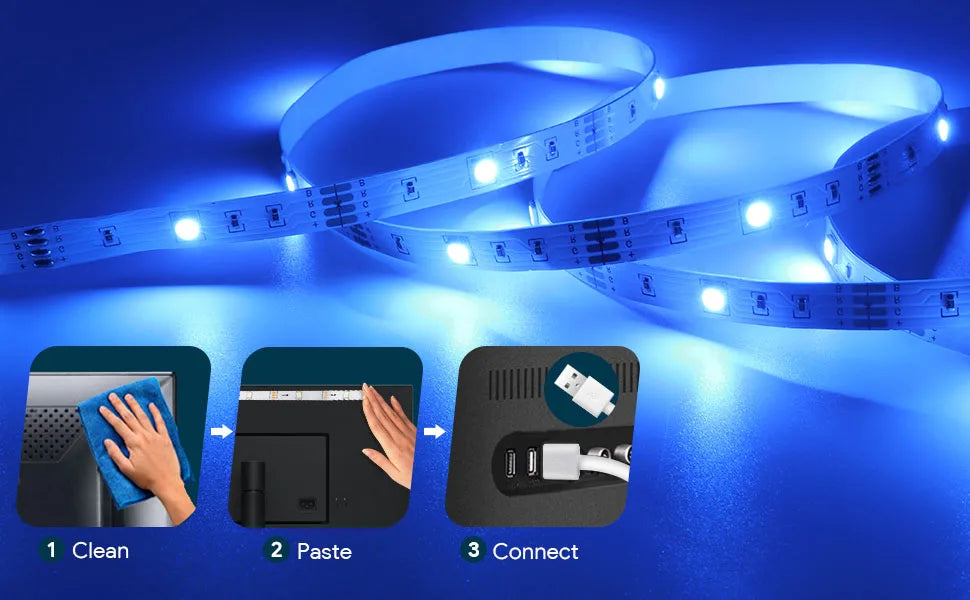 5v5050LED strip lamp set, powered by USB (Bluetooth/infrared +24-key remote controller) is suitable for party and DIY interior d