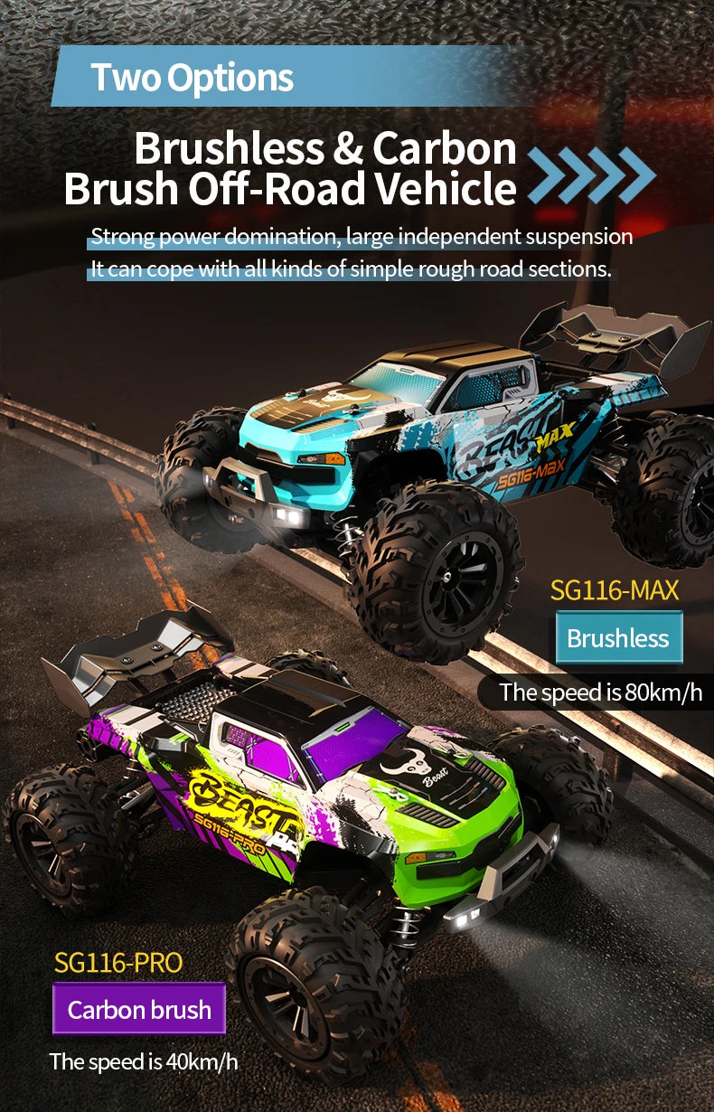 2.4G Remote Control Car 4WD Professional Racing Car SG116PRO/MAX Remote Control Car Brushless High Speed 80KM/H Off-road Drift