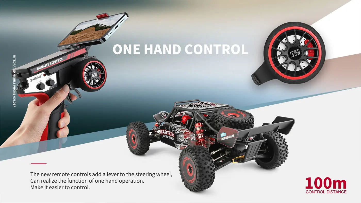 WLtoys 124016 V8 V2 1:12 4WD RC Racing Car High-Speed Brushless Motor Off-Road One Hand Remote Control Drift Climbing Kids Toys