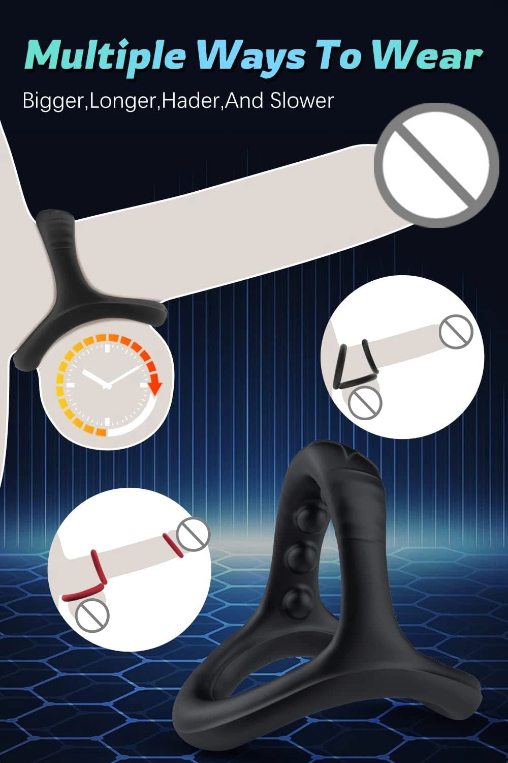 Silicone Cock Penis Rings with Enlargers Erection Enhancing Ultra Soft Long Lasting Stronger Adult Sex Toys for Men or Couples