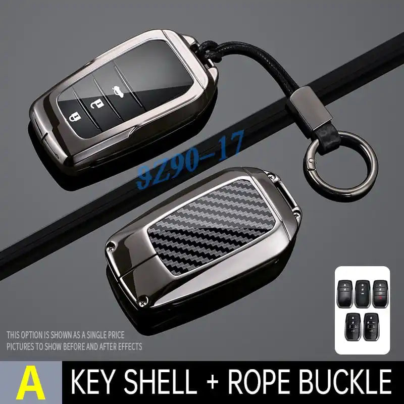 Metal Carbon Fiber Car Key Fob Case Cover Keychain For Toyota Corolla Cross Yaris Sienna Venza Harrier Hilux Tundra Mirai Land