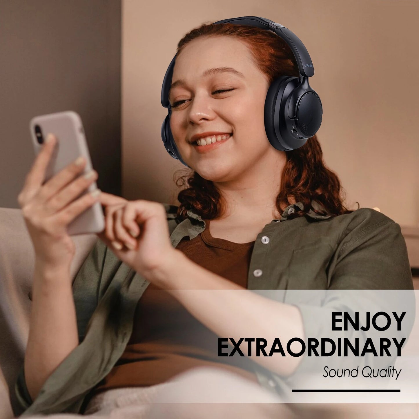 Siindoo Newest JH-ANC630 Active Noise Cancelling Wireless Headphones Over Ear Bluetooth earphones with Mic 70H Playtime Black