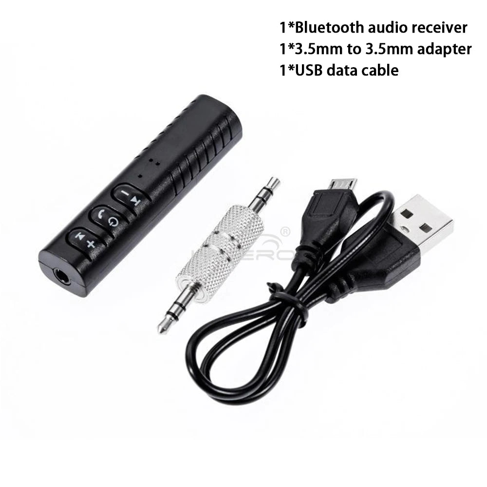 1X Wireless Bluetooth 5.0 Receiver Transmitter Adapter 3.5mm Jack Car Music Audio Aux A2dp Headphone Reciever Handsfree 5V Black