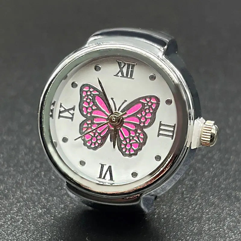 Hot male and female couples simple atmosphere all-match quartz ring watch butterfly Roman numerals surface