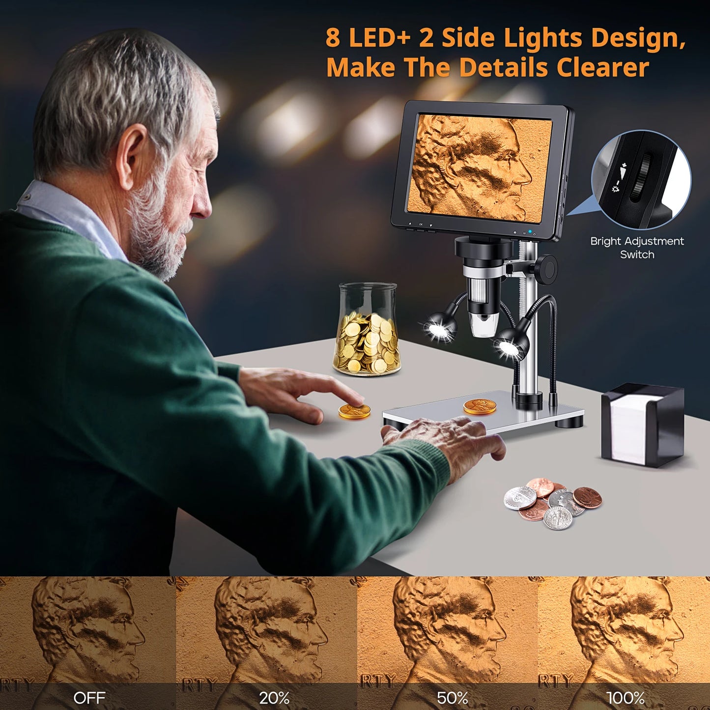 Hayve Digital Microscope 1200X Soldering Microscope for Coin 12MP PCB Circuit Repair Magnifier Compatible with Windows/Mac OS