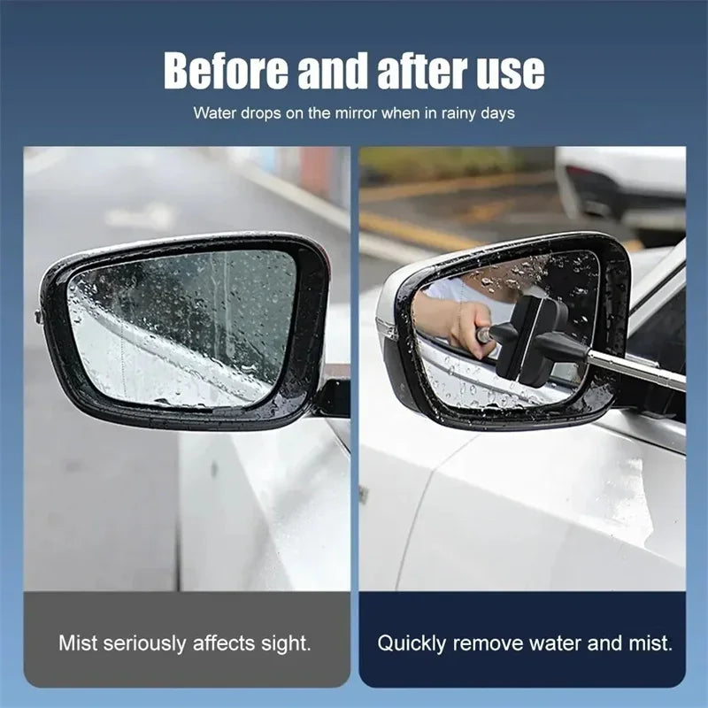 Rearview Mirror Wiper Retractable Handle Portable Rubber Squeegee Cleaning Tools Car Rearview Mirror Rain Remover for Vehicle