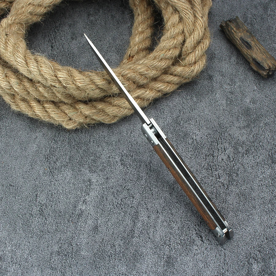 Portable Damascus Carry Pocket Knife Survival Knife Folding Knife Outdoor Tactical Knife Survival Camping Knife Wooden Handle