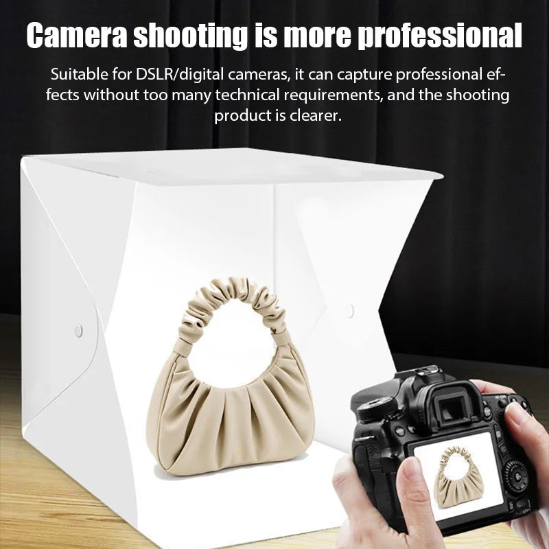 Folding Lightbox 23*22*24cm Portable Photography Photo Studio Tent LED Softbox Background Kit USB Mini Light Box For DSLR Camera