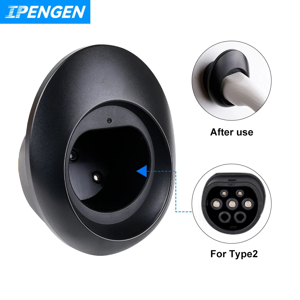 IPENGEN EV Charger Plug Holder for Electric Vehicle Type2 Charging Cable Organizer Plug Stand Extra Protection Wallmounted