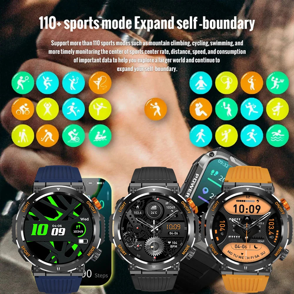 2024 New Compass Watch For Men Smart Watch Sports Fitness Watch IP67 Waterproof Smartwatch Men Bluetooth Call Full Touch Screen