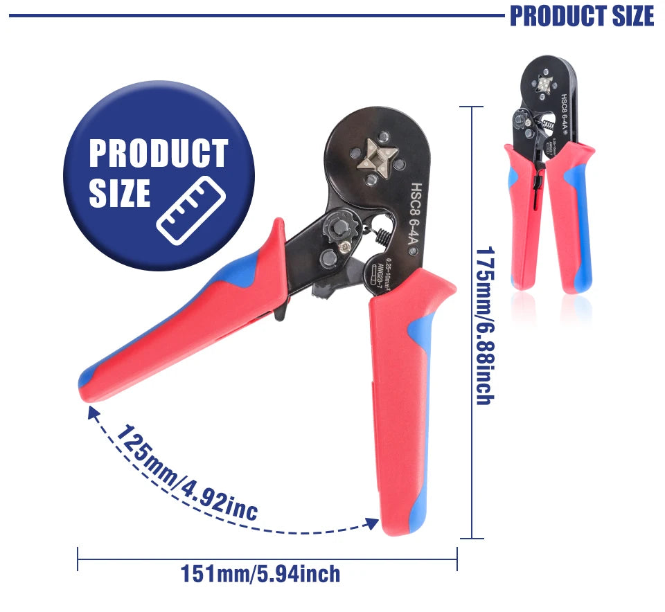 Manual Crimping Pliers HSC8 6-4A/HSC8 6-6A Tube Terminal Crimping Tool With Terminal Tip Set for Home Improvement and Electrica