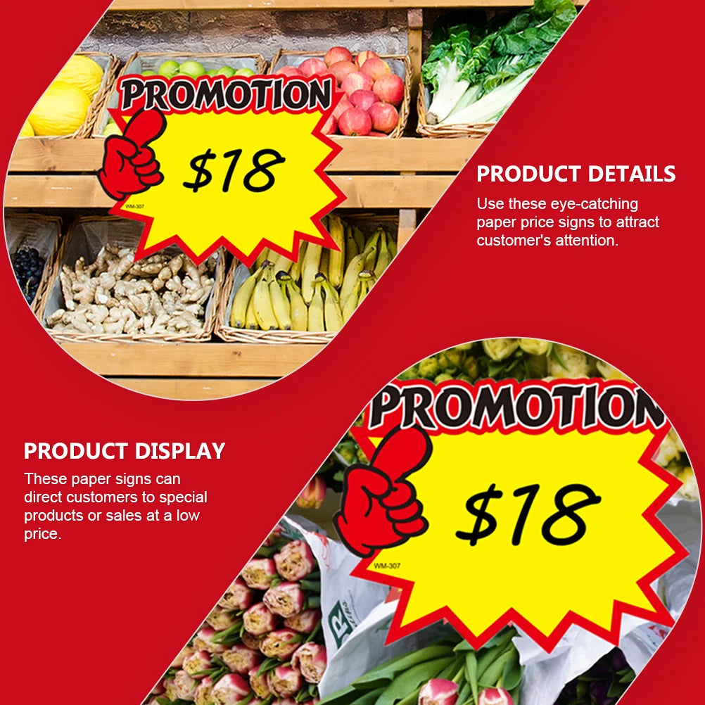 50 Pcs Commodity Price Blank Signs Promotional Tags Sale Advertisement Advertising Sticker Paper Label