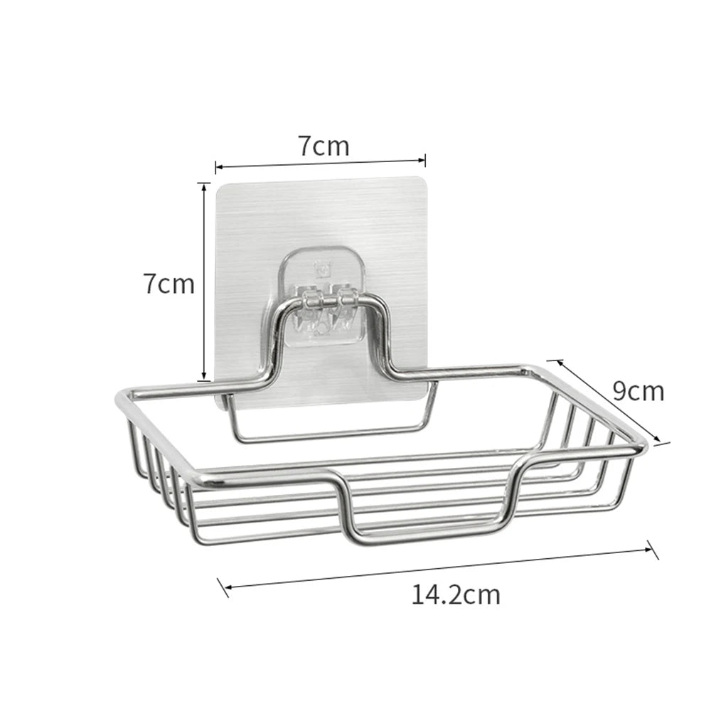 Soap Rack Wall Mounted Soap Holder Stainless Steel Soap Sponge Dish Bathroom Accessories Soap Dishes Self Adhesive