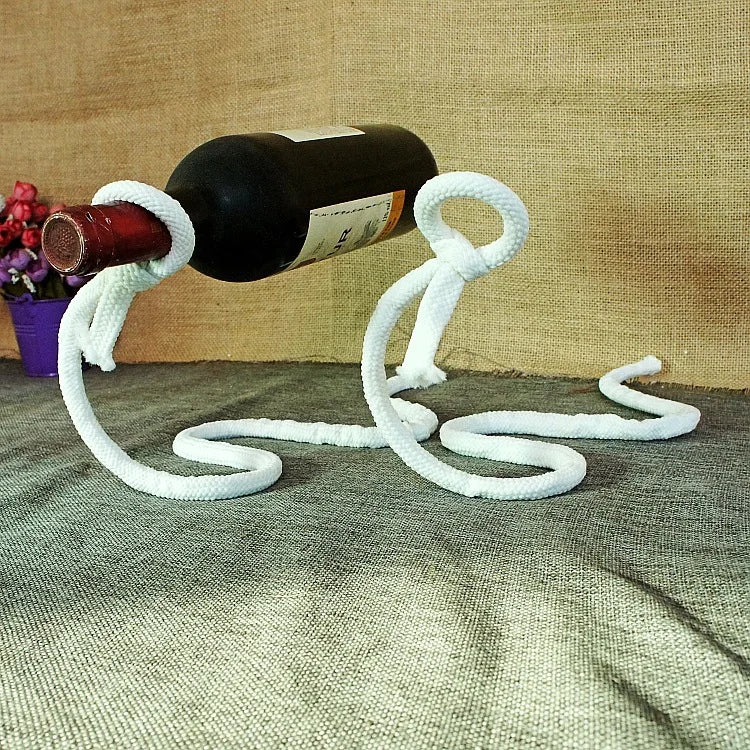 Floating Wine Bottle Holder - Magic Steel Chain Wine Rack for Suspended Display - Holds Any Long-Neck Wine Bottles