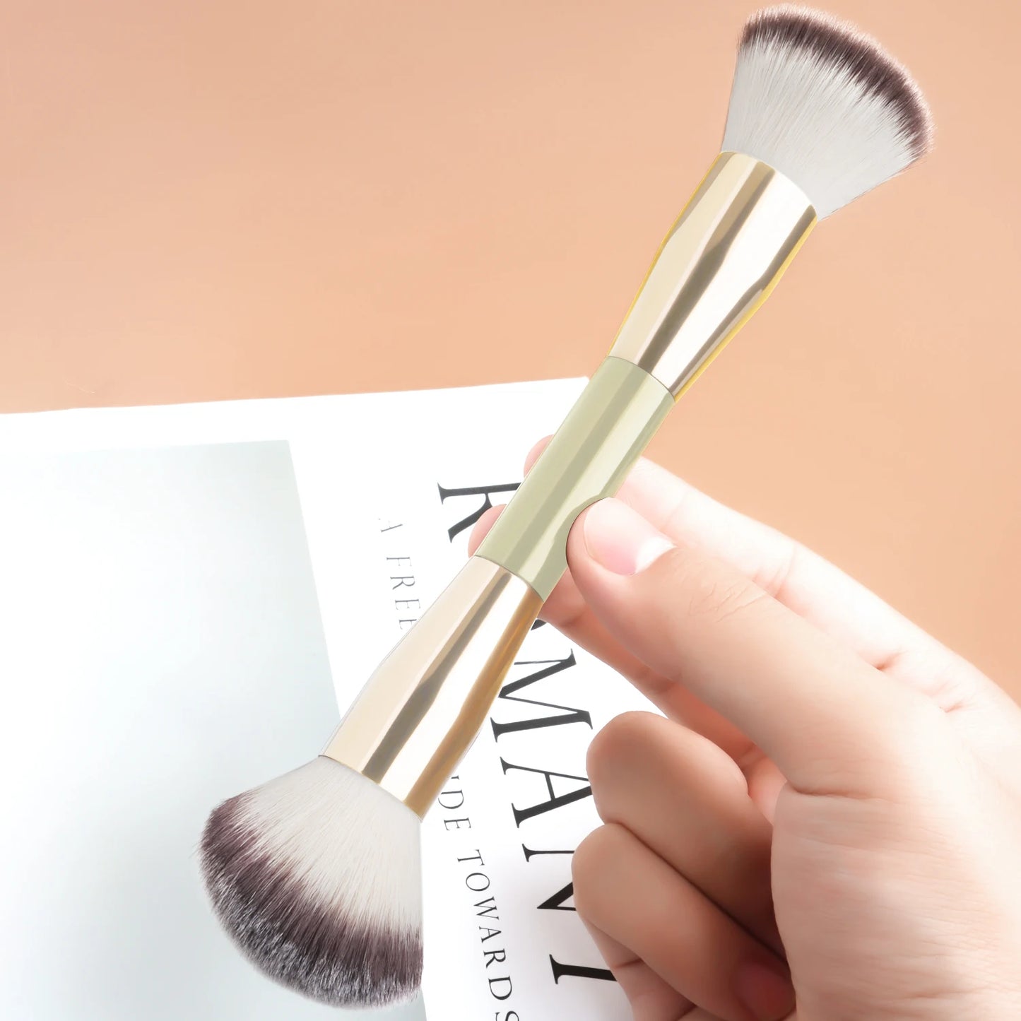 1pc Professional Makeup Brush Includes Dual-Ended Face Brushes Angled Brush Short Handle Foundation Brush