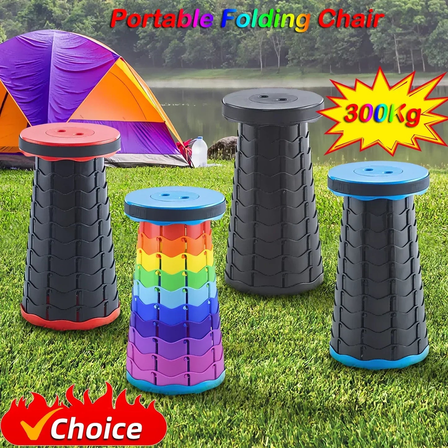 Portable round Folding Chair Accordion Chair Height Adjustment Simple Tool Elephant Swing Playground Queue Chair