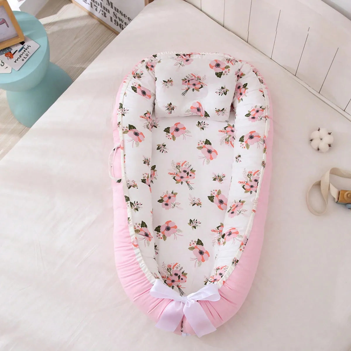 Baby Nest for Co Sleeping Newborn Baby Lounger Cotton Breathable Adjustable Baby Crib In Bed Portable