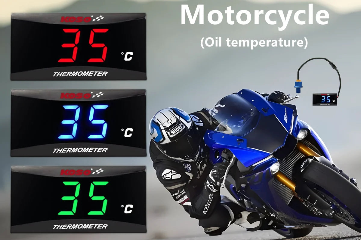 Motorcycle Oil Temperature Gauge Koso Oil Temp LCD Digital Universal Instrument For Yamaha Kawasaki Honda
