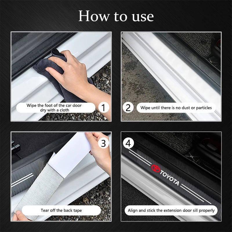 1/4/5Pcs Car Door Sill Scuff Plate Decor Carbon Fiber Stickers For Toyota GR Corolla Yaris Aygo Prius RAV4 Crown CHR Camry Auris
