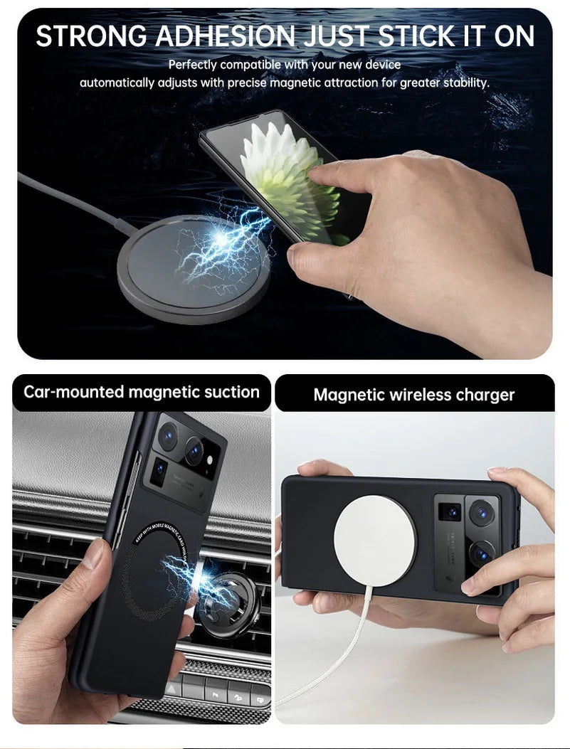 Phone Case For Tecno Phantom V Fold2 Tecno V Fold Luxury Magsafe Magnetic Hard Cover Ultra-thin Frameless