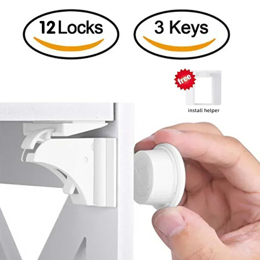 DHDH Magnetic Baby Safety Lock Children Protection Invisible Drawer Latch Cabinet Door Lock Limiter Children Security