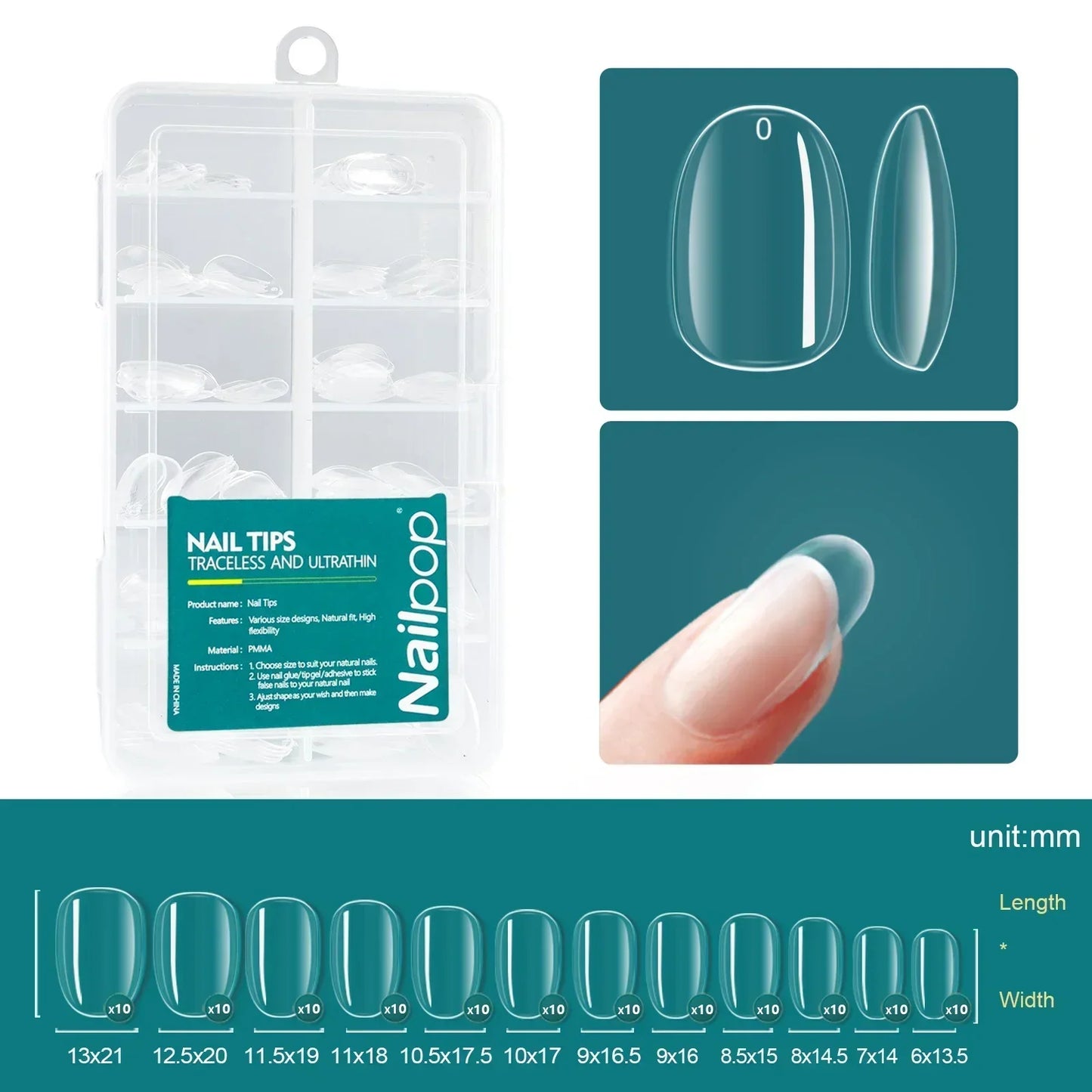 Nailpop 120pcs Acrylic Nails Fake Capsule Short Almond Coffin Square Artificial Nail Extension Soft Gel Tips Accessories Tools