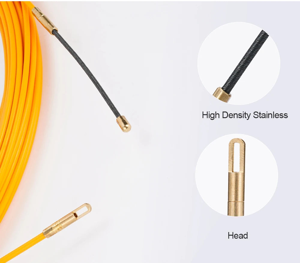 3mm 5M-50M Fiberglass Cable Puller Electrician Tape Conduit Ducting Wall Wire Threader Fish Guide Electrician Pushing Tape