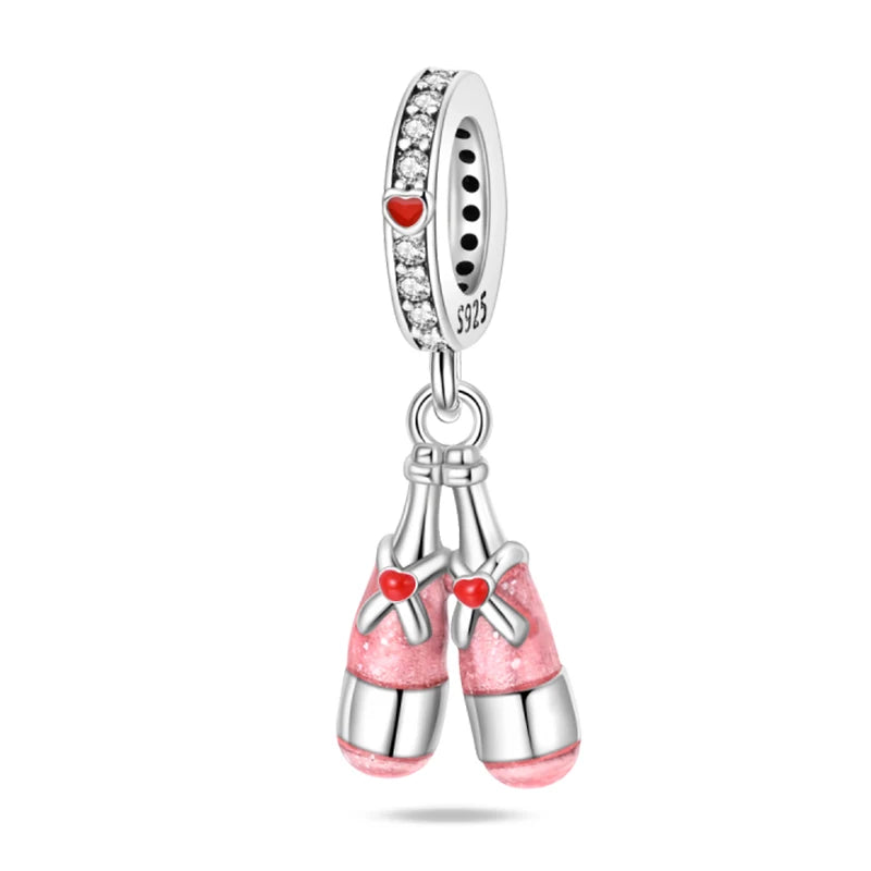 925 Sterling Silver Princess Powder Series Exquisite Daily Bow Sweet Charms Beads Fit Pan Original Bracelets DIY Jewelry